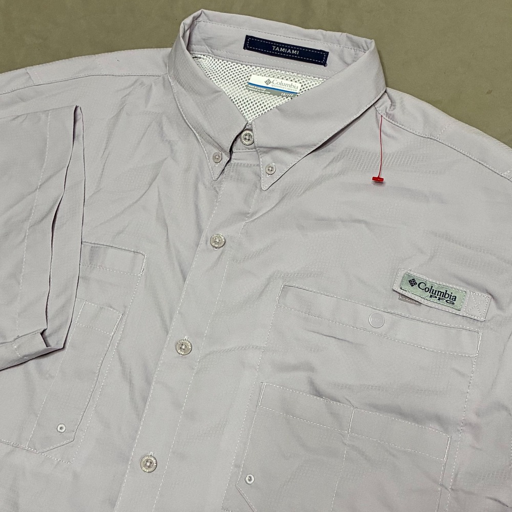 Columbia PFG Tamiami Fishing Shirt Womens 1X Lavender Purple Short Sleeve